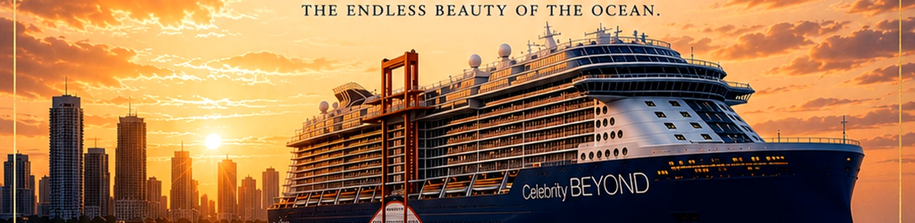 Celebrity Beyond sailing from Miami at sunset